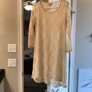 White lace dress with see through sleeves